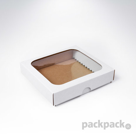 Krabička s okienkom 150x150x35 biela - krabicka-biela-sokienkom-43