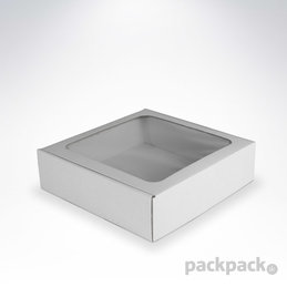 Krabica na zákusky s okienkom 250x250x70 biela